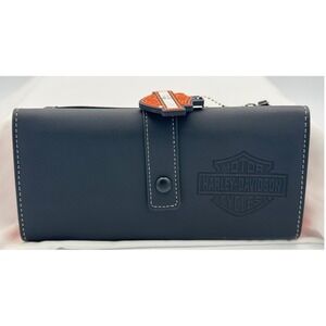 Womens' Harley-Davidson Black & Orange Trifold Travel Organizer Wallet Billfold